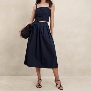 Banana Republic Dark Blue A-Line Midi Skirt